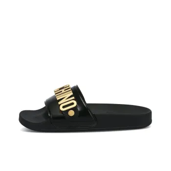 MOSCHINO Rubber Sole Odor Resistant Slide Slippers Men's Black Gold