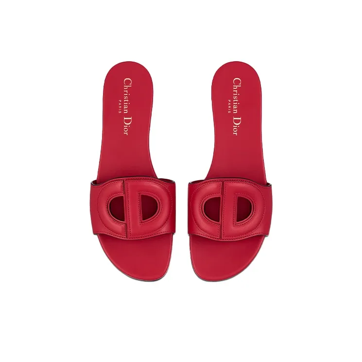 DIOR D-Club Slide Slippers Women's Red-4