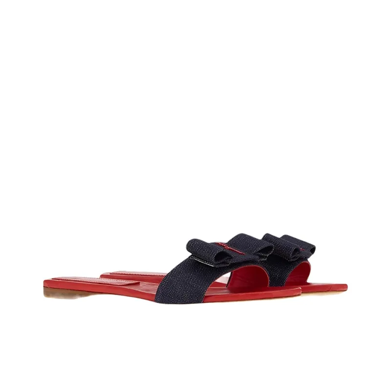 FERRAGAMO Viva Odor Resistant Slide Slippers Women's Blue-2