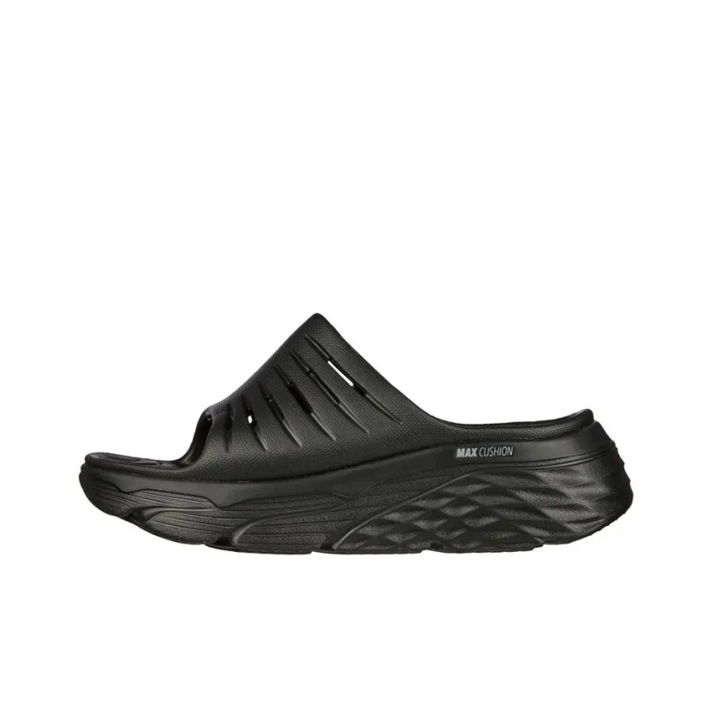 Skechers Max Cushioning Rubber Sole Slip Resistant Abrasion Resistant Slide Slippers Women's Black-0