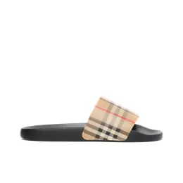 Burberry Furley Check Slides Archive Beige Male-1