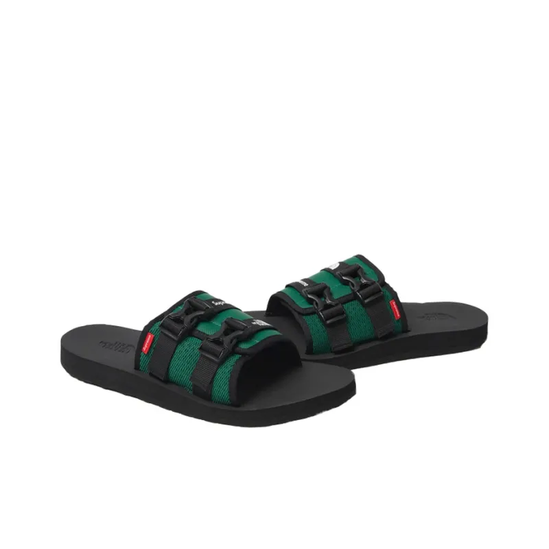 THE NORTH FACE X Supreme Trekking Base Camp Strap Slides 'Black Green'-2