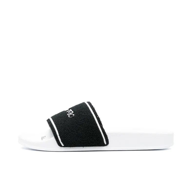 OFF WHITE Chenille Slide Logo Embroidered Black White-0
