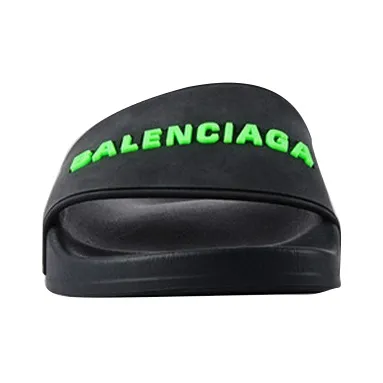 Balenciaga Pool Slide Black Fluo Green Women's-3