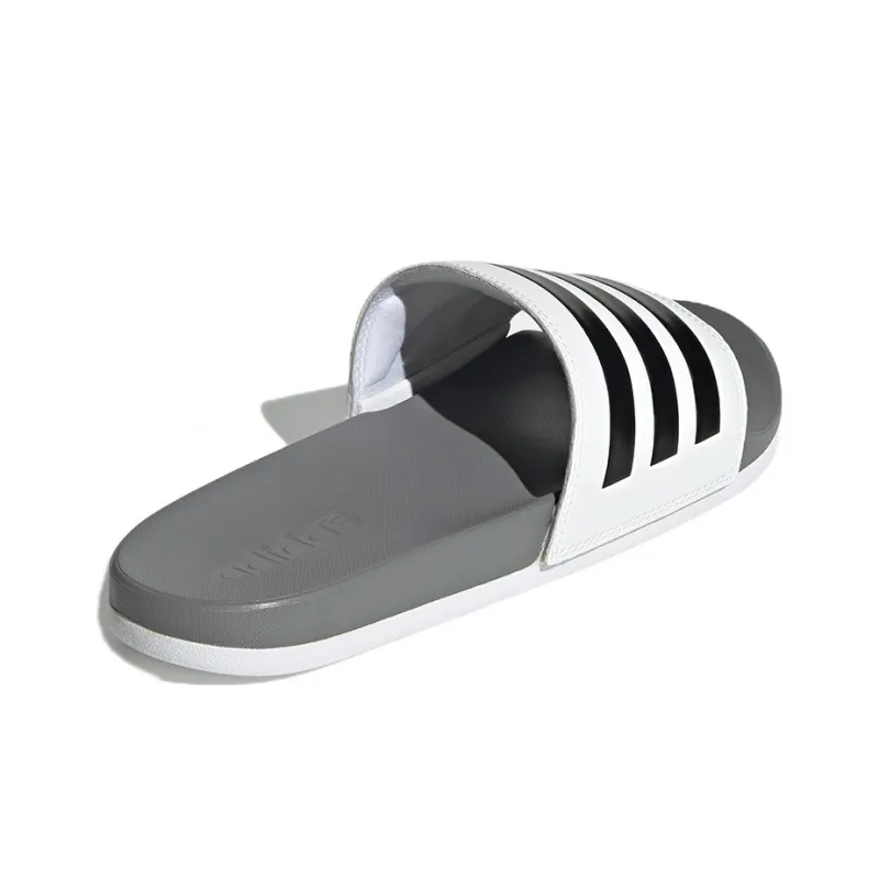 Adidas Adilette Comfort Slides Cloud White Core Black Grey Three-3