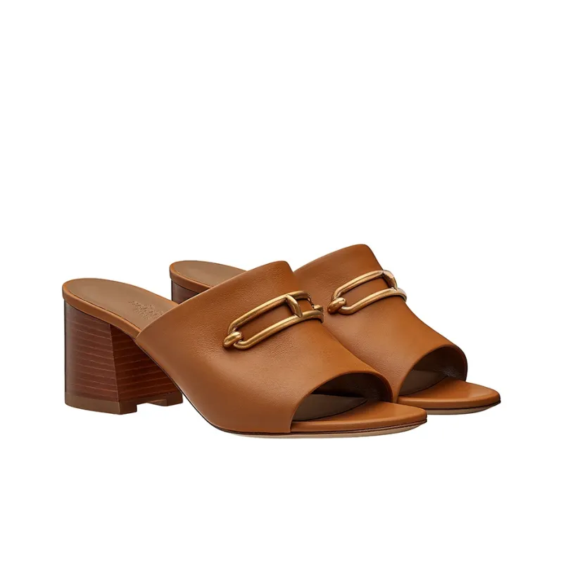 HERMES Camilla Slide Slippers Women's Brown-2