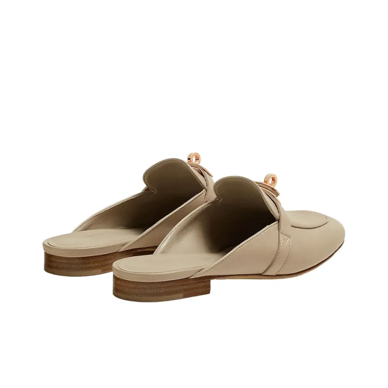 HERMES Oz Closed Toe Slippers Women's Milk Tea Gray-3