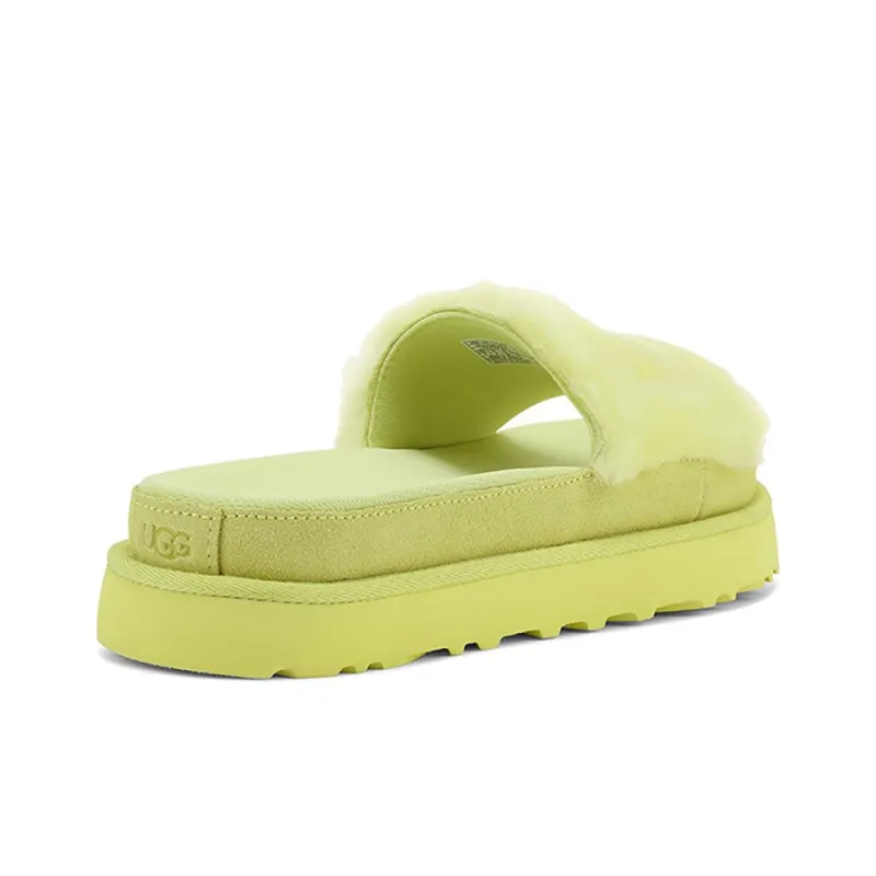 UGG Laton Fur Slide Yellow Slippers Women's-3