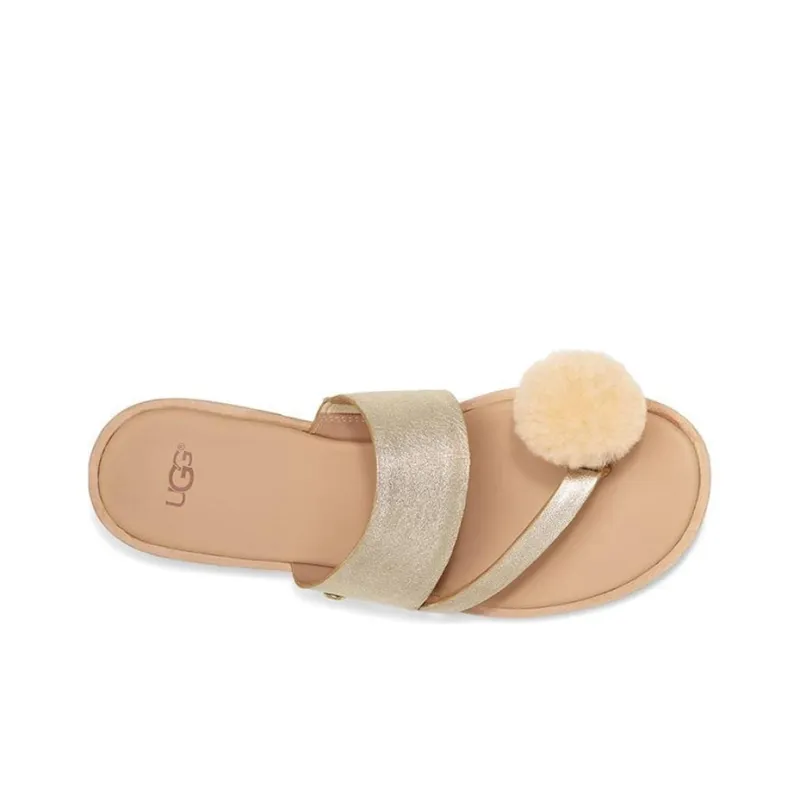 UGG Hadlee Metallic Gold Color Slippers Women's-3