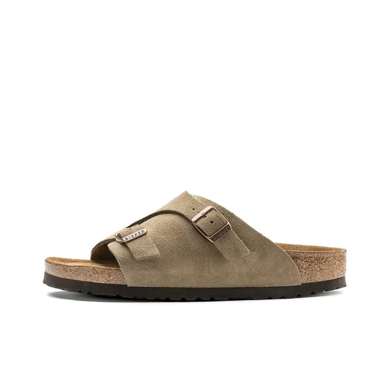 Birkenstock Zrich Series Cowhide Suede Fashion Beige Version Sandals-0