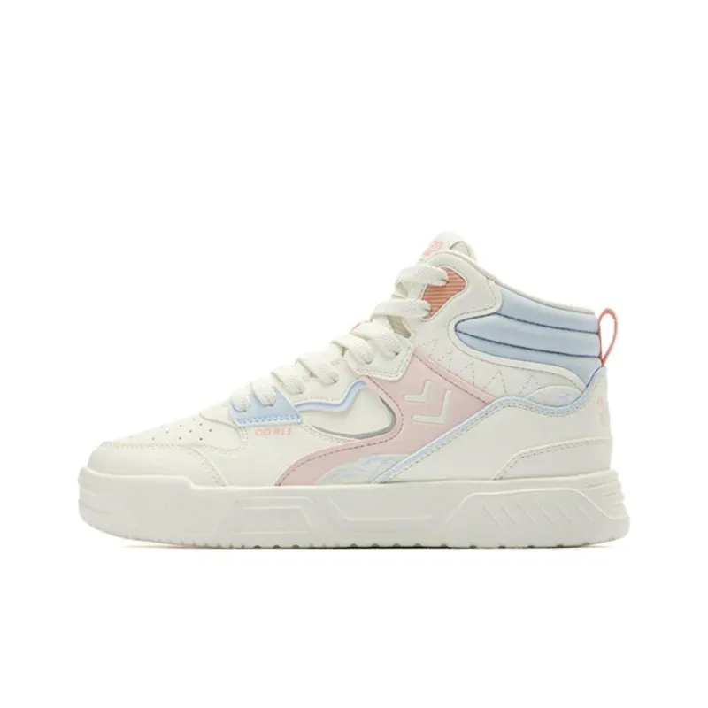 QIAODAN Warm High Top Skateboard Shoes Women's Dream Blue-0