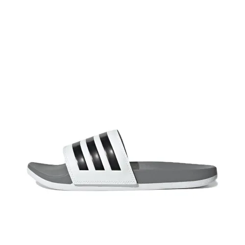 Adidas Adilette Comfort Slides Cloud White Core Black Grey Three