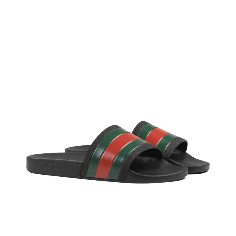 GUCCI Rubber Slides Red Green Men's-1