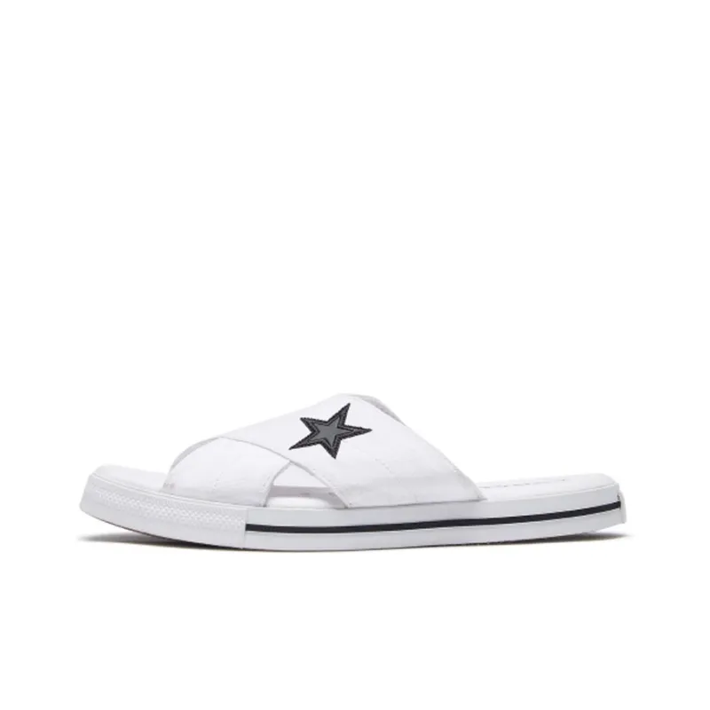 Converse One Star Slide Canvas White Slippers 'White Black' Women's-0