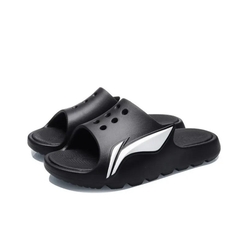 LiNing Rubber Sole Slide Slippers Men's Black White-2