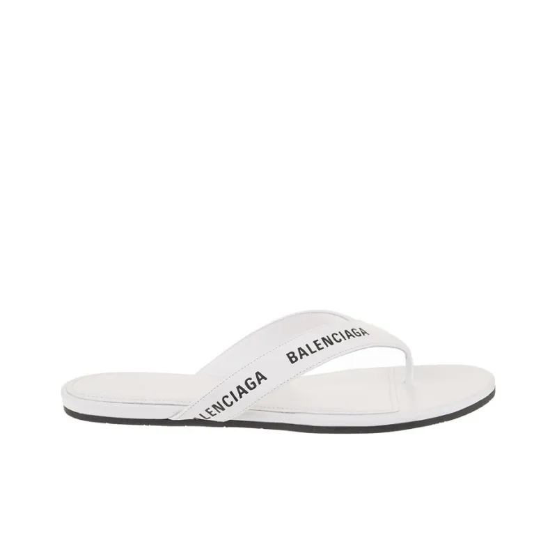 Balenciaga Women's Flip Flop Slides 'Allover Logo - White'-1