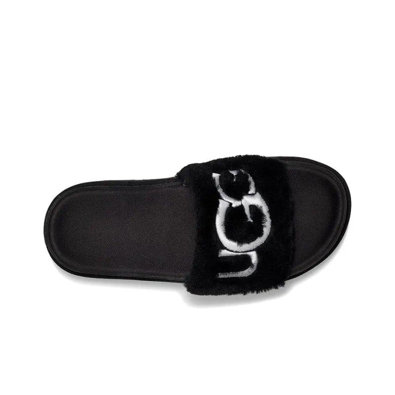 UGG Laton Fur Slide Black Women's-4