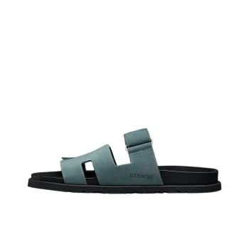 HERMES Chypre Slip-Resistant Slide Slippers Women's Green Black