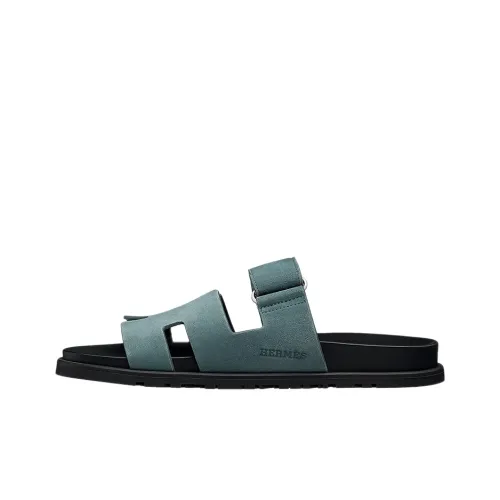 HERMES Chypre Slide Slippers Women's Black/Green