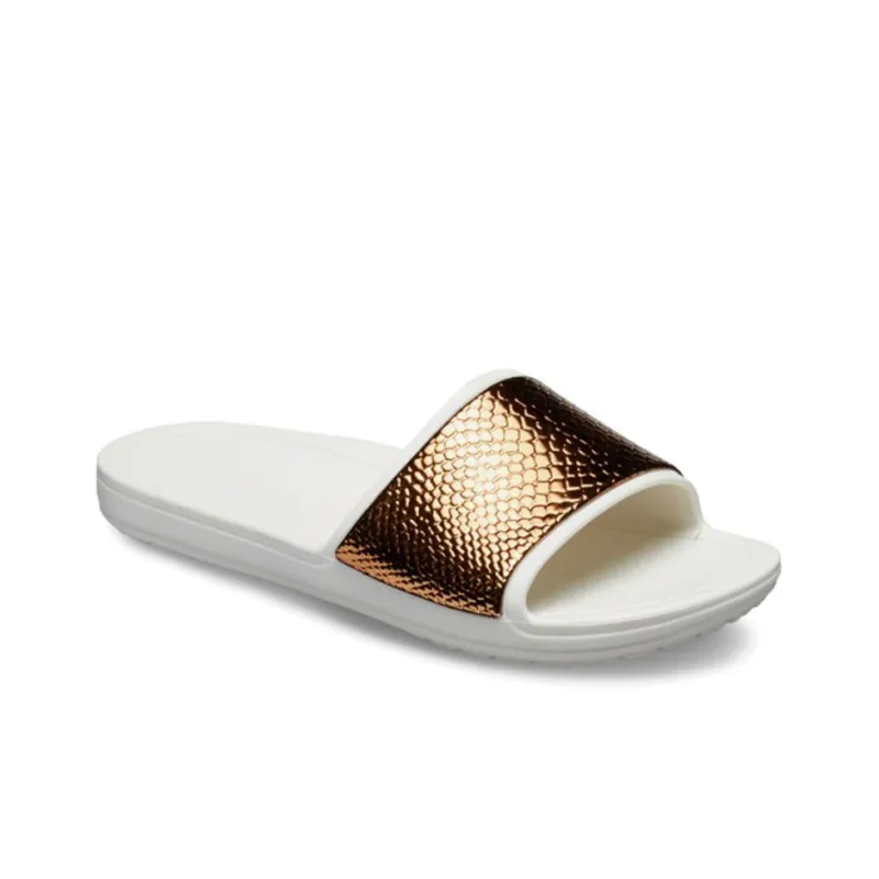 Crocs Sloane Slide Slippers Women's White/Gold-2