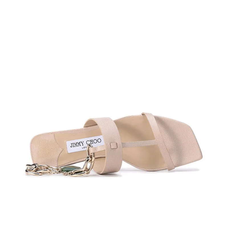 Jimmy Choo One Strap Sandals Women's Beige Yellow-4