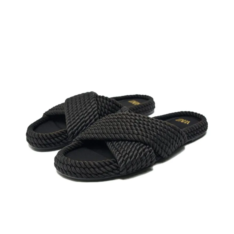 ZARA Rubber Sole Slide Slippers Women's Black-1