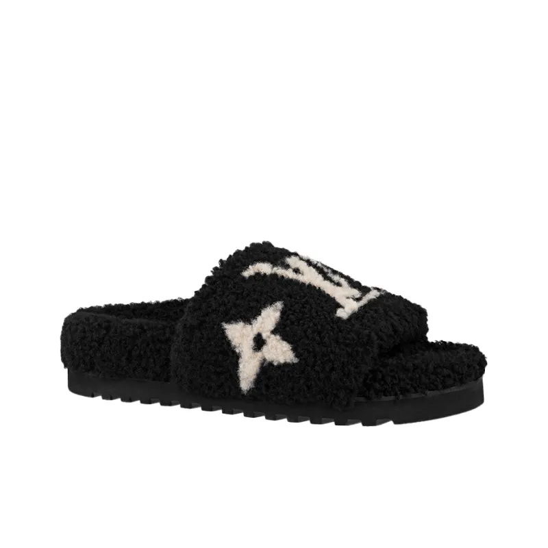 LOUIS VUITTON Paseo Comfort Mules 'Black With White Logo' Women's-1