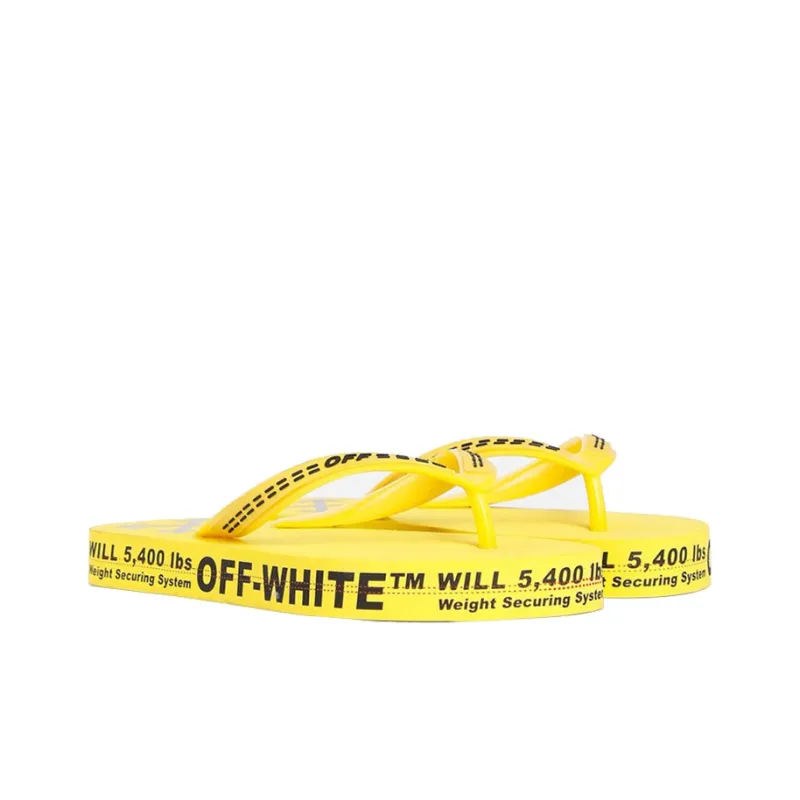 OFF WHITE Logo Typographic Flip Flop Yellow SS20-3