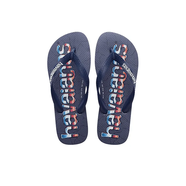 Havaianas Logomania Print Stylish Sandals Unisex Marine Blue-3