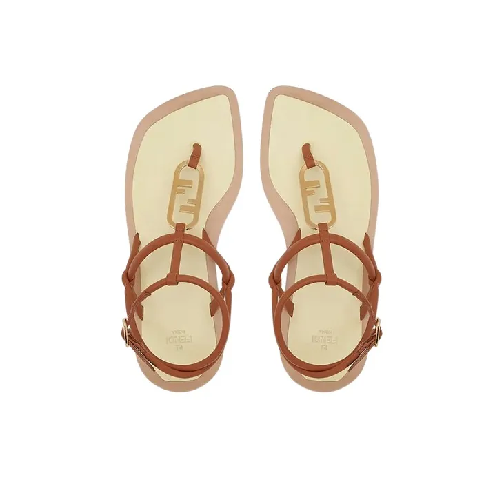 FENDI One Strap Sandals Women's Brown-3