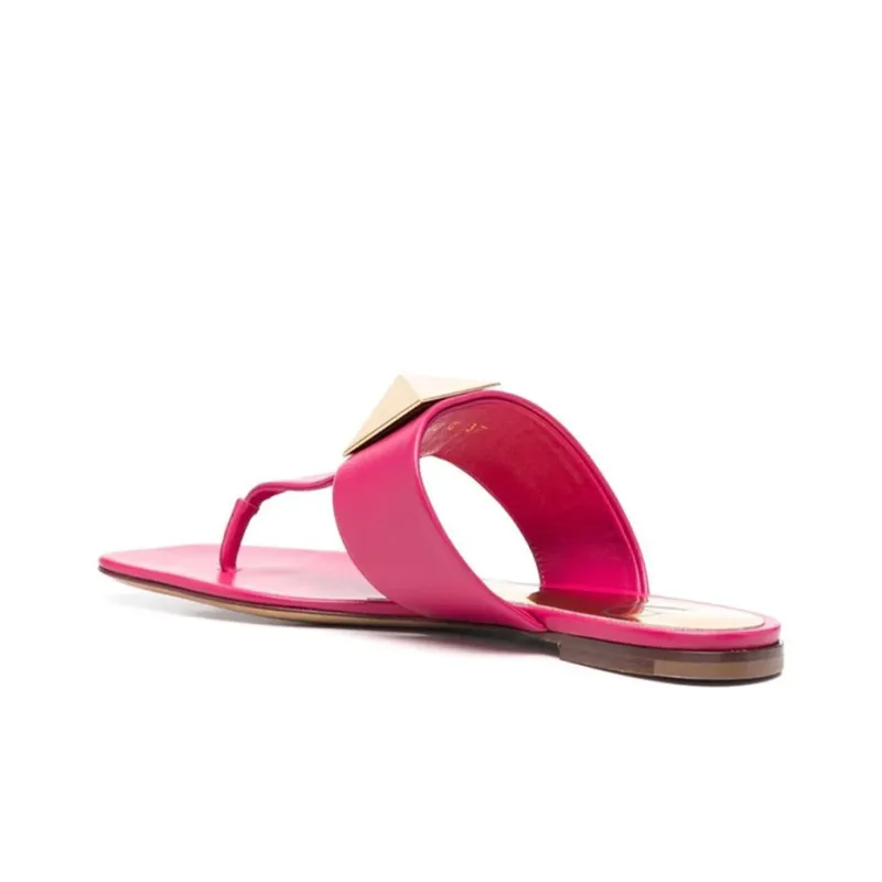 Valentino Rockstud Flip Flops Women's Rose Red-2