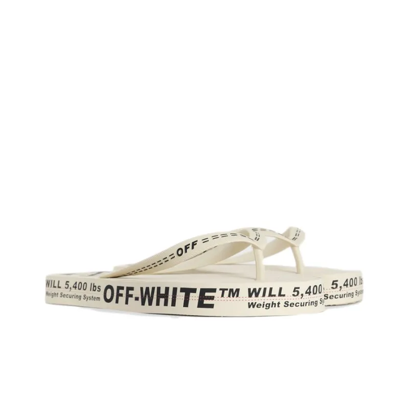 OFF WHITE Beach Alphabet Thick Sole White Flip Flops-1