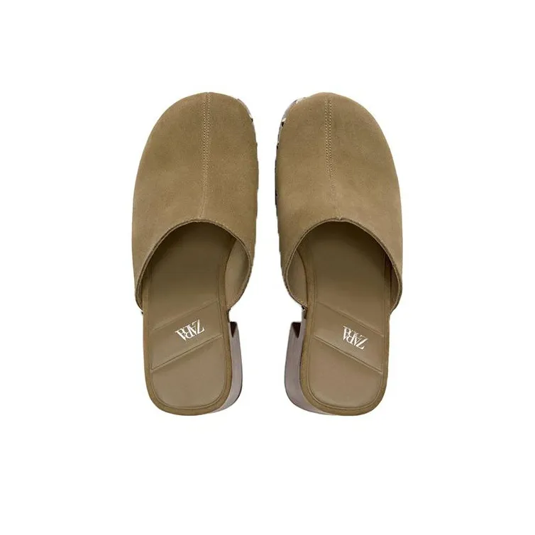 ZARA Closed Toe Slippers Women's Taupe-4