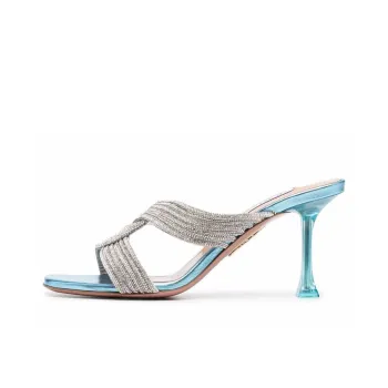 AQUAZZURA Gatsby 75mm Crystal-embellished Mules