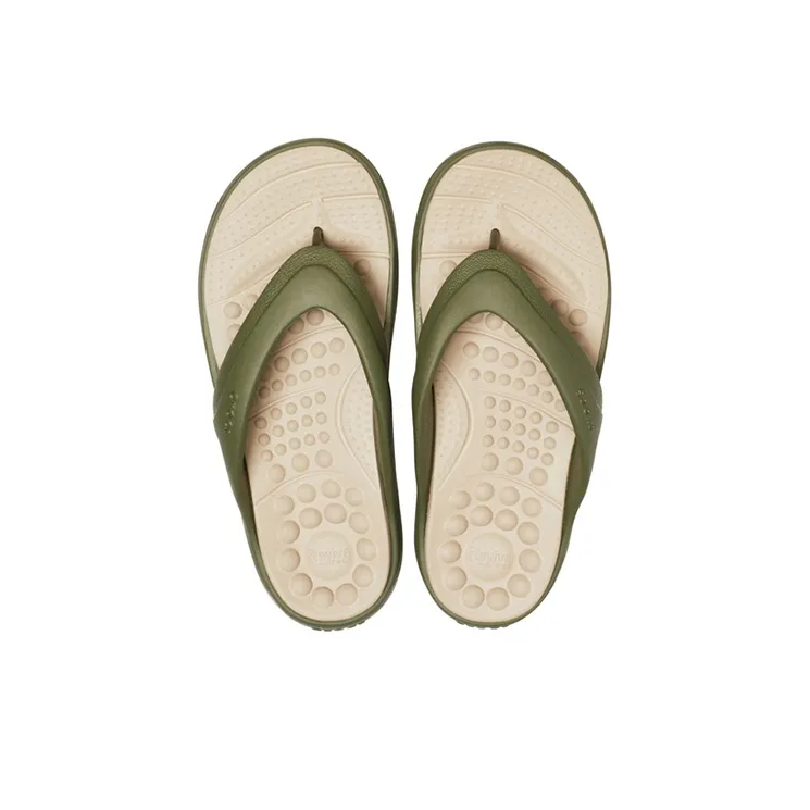 Crocs Antibacterial Quiet Quick Dry Flip Flops Unisex Army Green-4