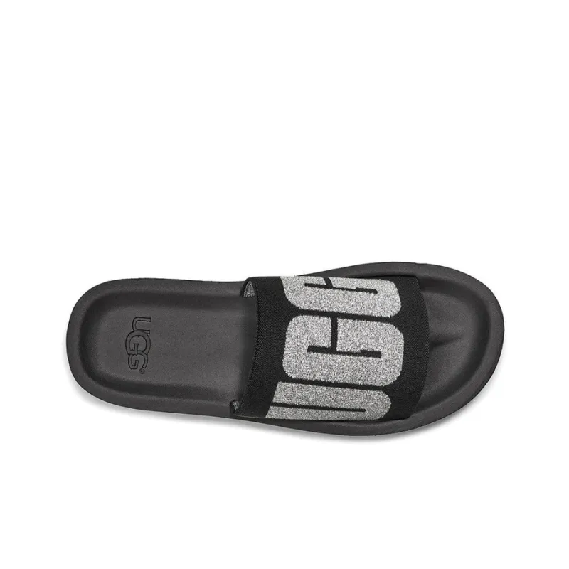 UGG Zuma Metallic Graphic Black Slippers Women's-3