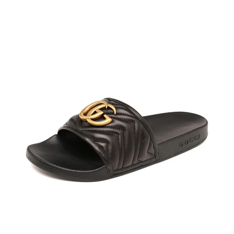 GUCCI Matelasse Slide 'Black Double G'-2