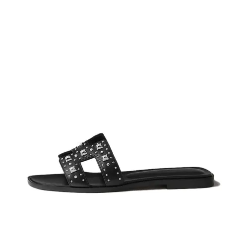 HERMES Oran Slide Slippers Women's Black