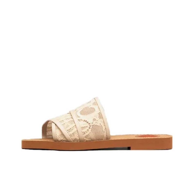 Chloe Woody Slide Slippers Women's Light Beige-0