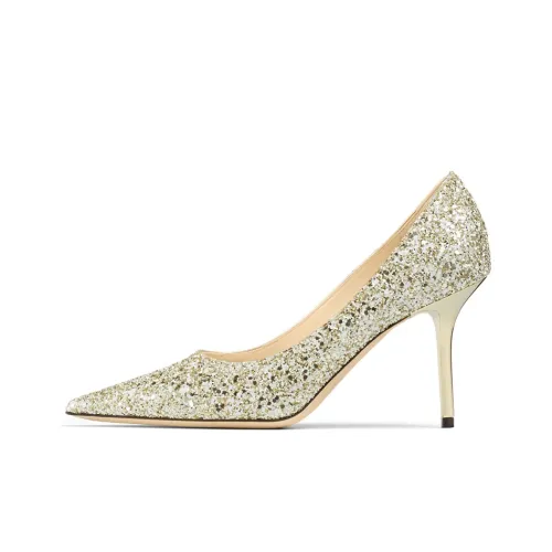 Jimmy Choo LOVE High Heels Women's Light Yellow White