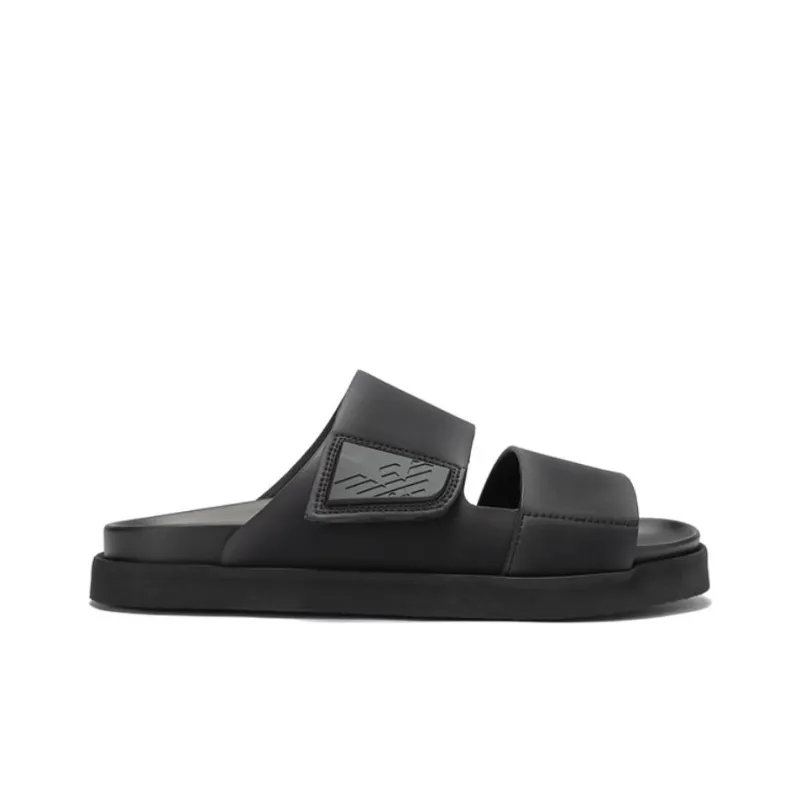 EMPORIO ARMANI Debossed logo Touch strap Slides-1