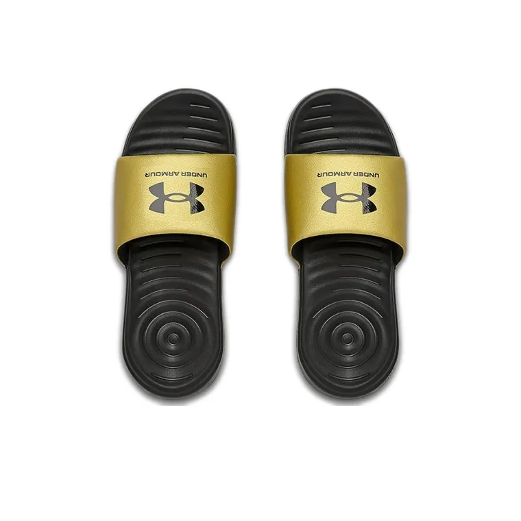Under Armour Ansa Fixed Slides 'Black Metallic Gold' Women's-3