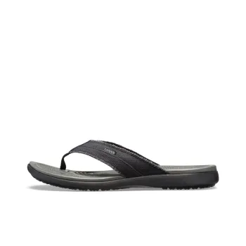Crocs Santa Cruz Canvas Flip Flops 'Black Slate Gray'