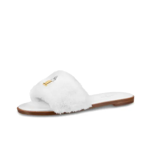 LOUIS VUITTON Lock It Slide Slippers Women's White