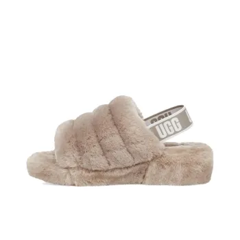 UGG Fluff Yeah Slide Thick Sole Shoe Light Grey Women's