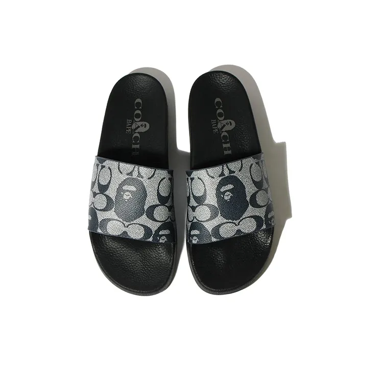 BAPE A BATHING APE Slide Coach Black Grey-3