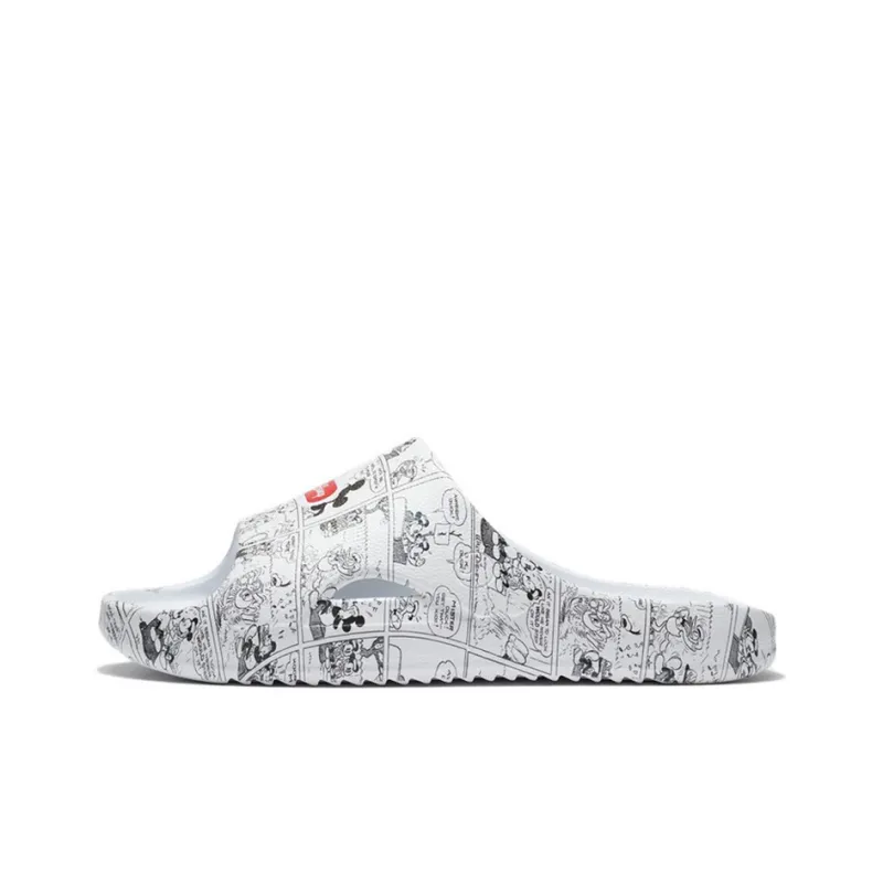 Disney x LiNing Slip Resistant Abrasion Resistant Slide Slippers Men's White Black Comic-0