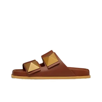 Valentino One Stud Slide Slippers Women's Brown