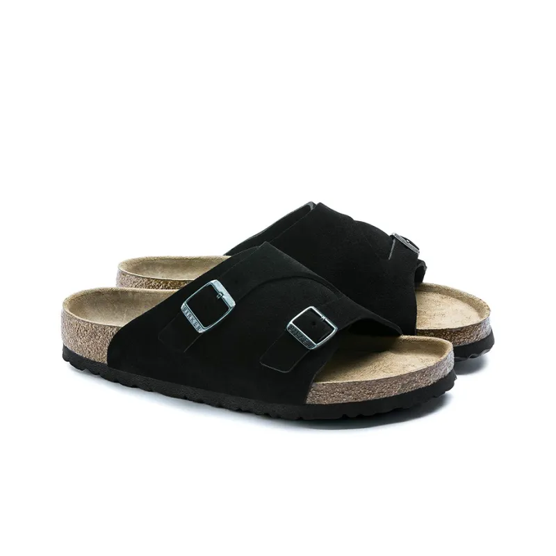 Birkenstock Zrich Soft Footbed Suede Leather Narrow Fit Sandals 'Black'-3