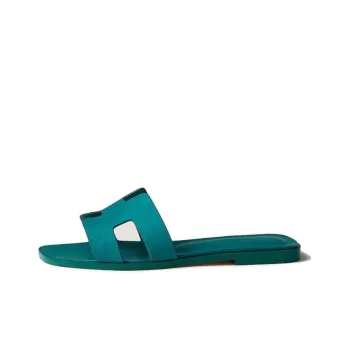 HERMES Oran Rubber Sole Casual Slippers Women's Green